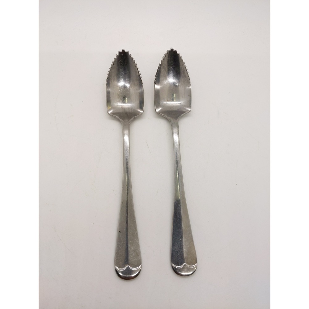 Oxford Hall Jamestown/Old Westbury Grapefruit Spoons Set of 2 Serrated Edge